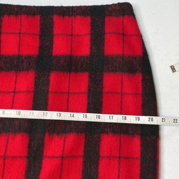 Talbots Wool Blend Buffalo Plaid Window Pane Pencil Skirt Lined Back Slit Warm - Picture 11 of 15